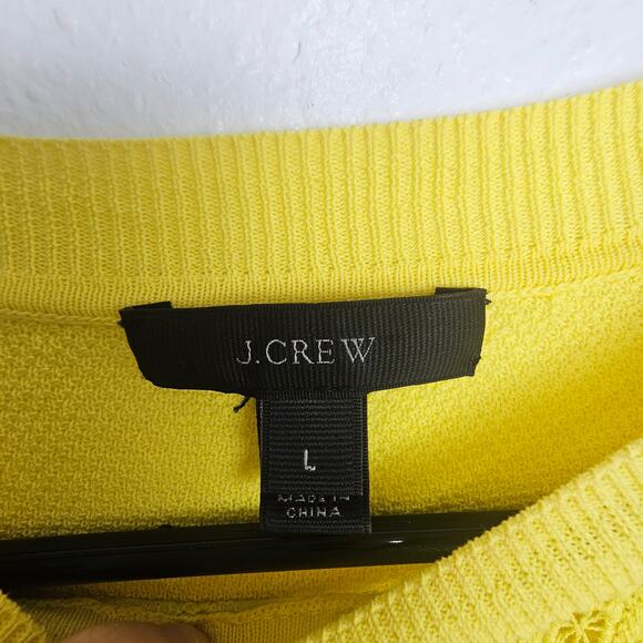 J. Crew Sweater Women L Eyelet Summer Weight Yellow Spring Pullover Lightweight - Picture 6 of 8